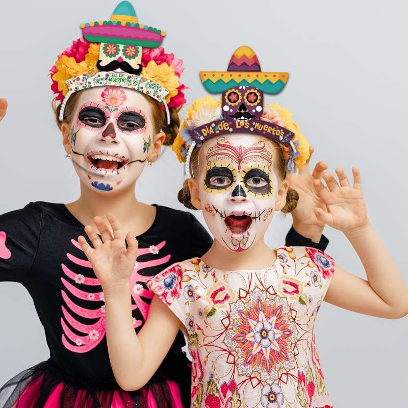 Festive Mexican Dia De Los Muertos Skull Headband